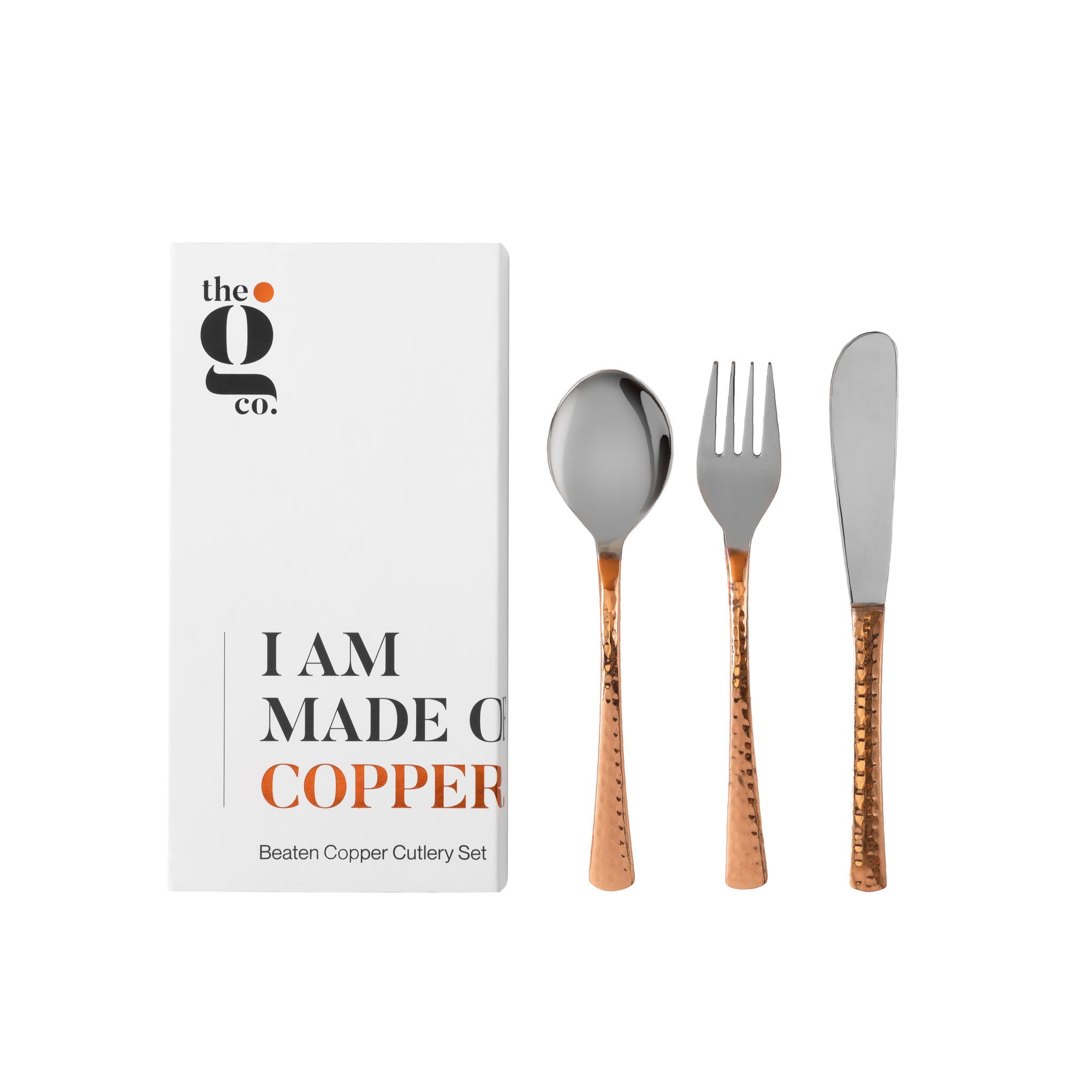 Beaten Copper Cutlery Set - Knife, Fork & Spoon